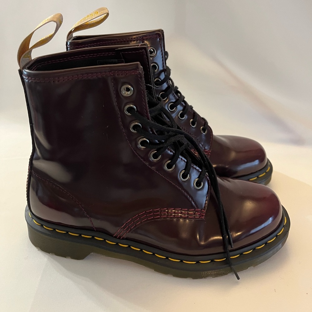 Dr. Martens Cherry Red Vegan 1460 Lace Up Boots Women’s Size 8 EUC